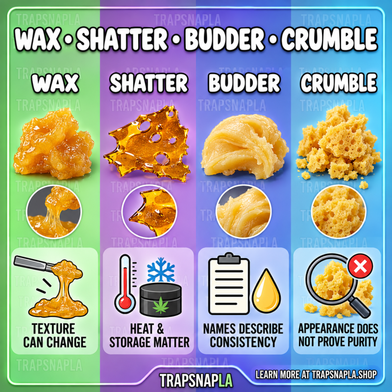 Wax shatter budder and crumble concentrates guide
