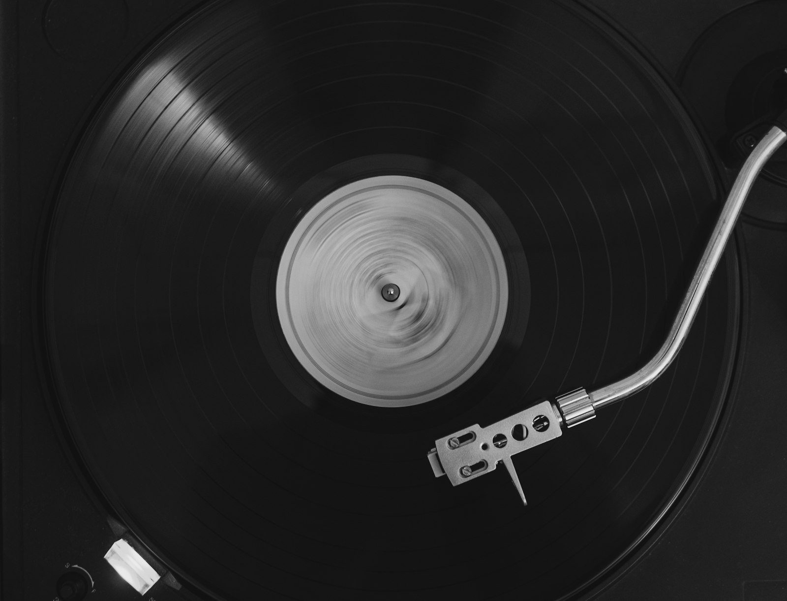 A vinyl record on a turntable