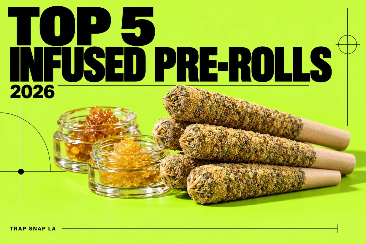 Editorial illustration for the 2026 infused pre-rolls comparison, with unbranded objects and bold magazine typography.